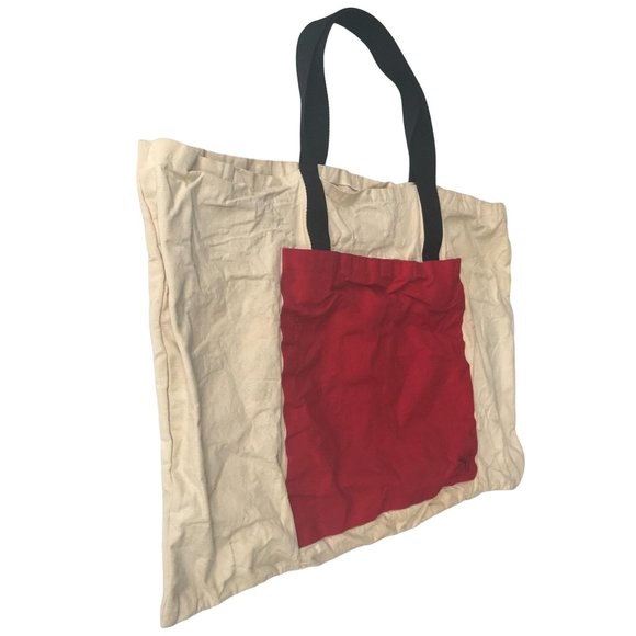 Paint Rags Handbags - Vintage Paint Rags Canvas Shoulder Bag  XL 20" H x 29 " W Red White Art School